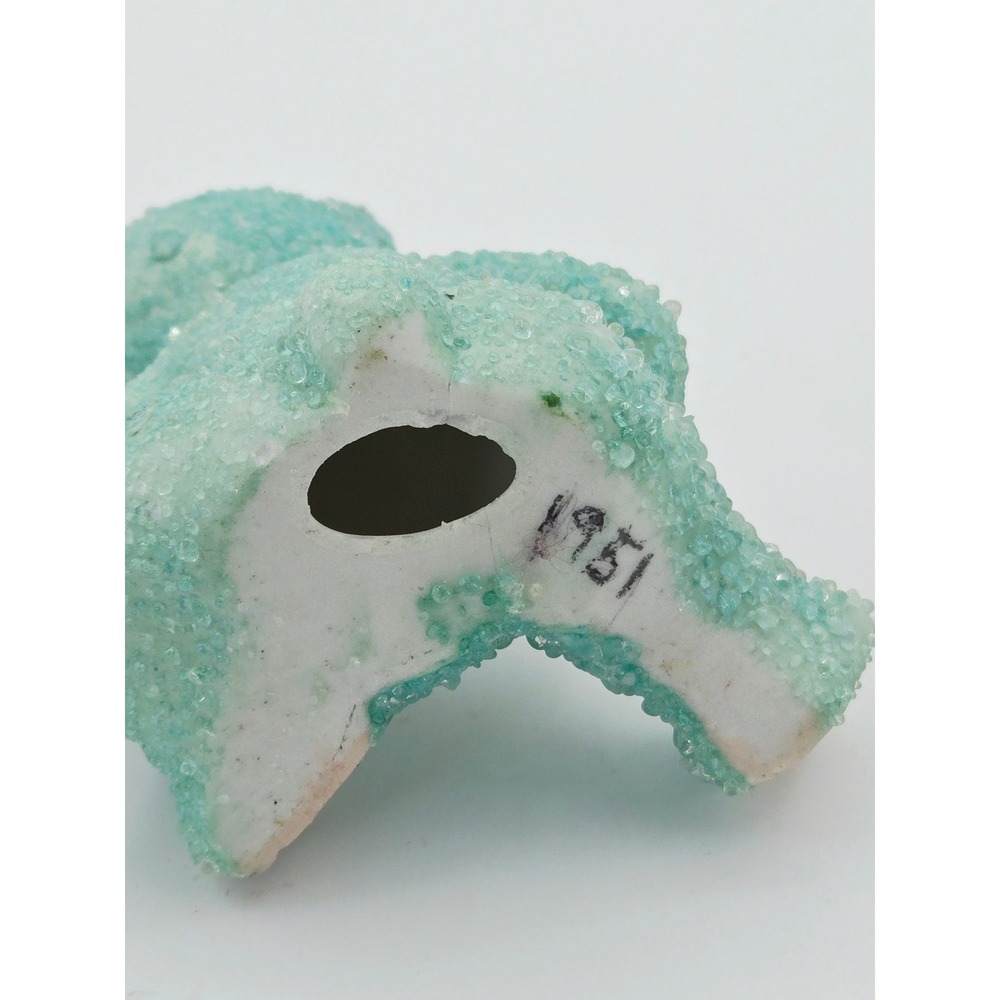 Vintage Aqua Blue Sugar Glazed Ceramic Bear Figurine Japan 1951 MCM Kitsch - Picture 4 of 5
